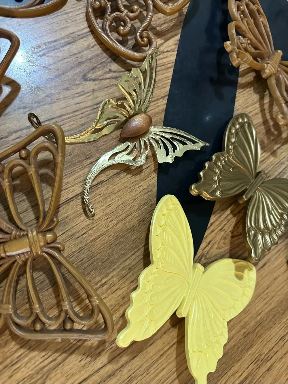 Vintage Decorative Butterfly Wall Accent Set - Brown/Gold - yellow - lot of 7